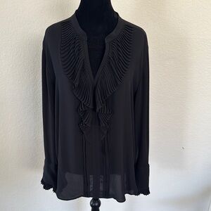 Ann Taylor Black Ruffled Blouse